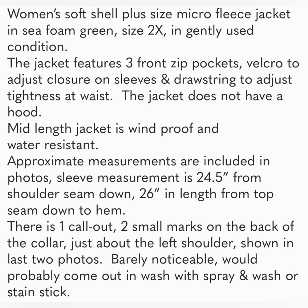 Women’s Plus Size Soft Shell Pulse Jacket in GUC, color sea foam green, size 2X - Picture 15 of 15